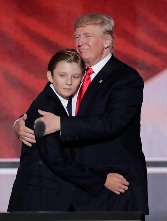 Barron Trump and Donald Trump in 2016 Barron was about 5ft8 here