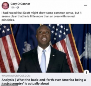 Democrat Gary O'Connor Calls Tim Scott Oreo with no real principles