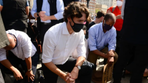 Justin Trudeau takes a knee at anti-racism protest on Parliament Hill