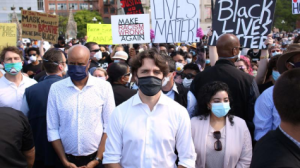 Justin Trudeau attends a Black Lives Matter demonstration on Parliament Hill June 6, 2020