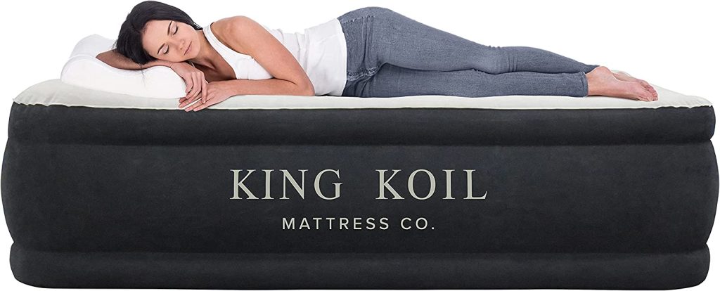 King Koil Luxury Air Mattress Queen with Built-in Pump for Home, Camping & Guests